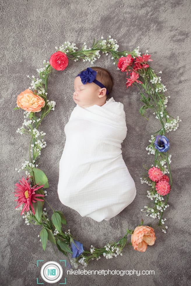 Gilbert Newborn Photographer baby girl with flowers